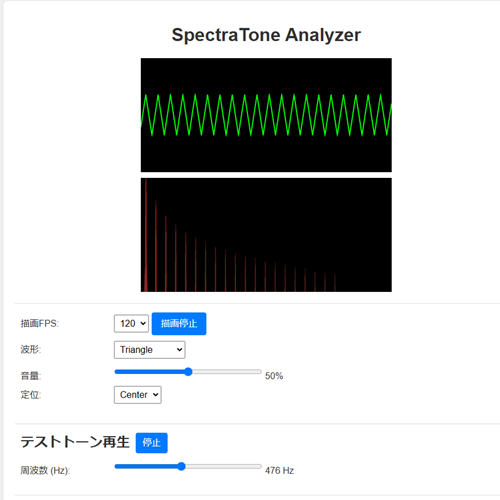 SpectraTone Analyzerの画面